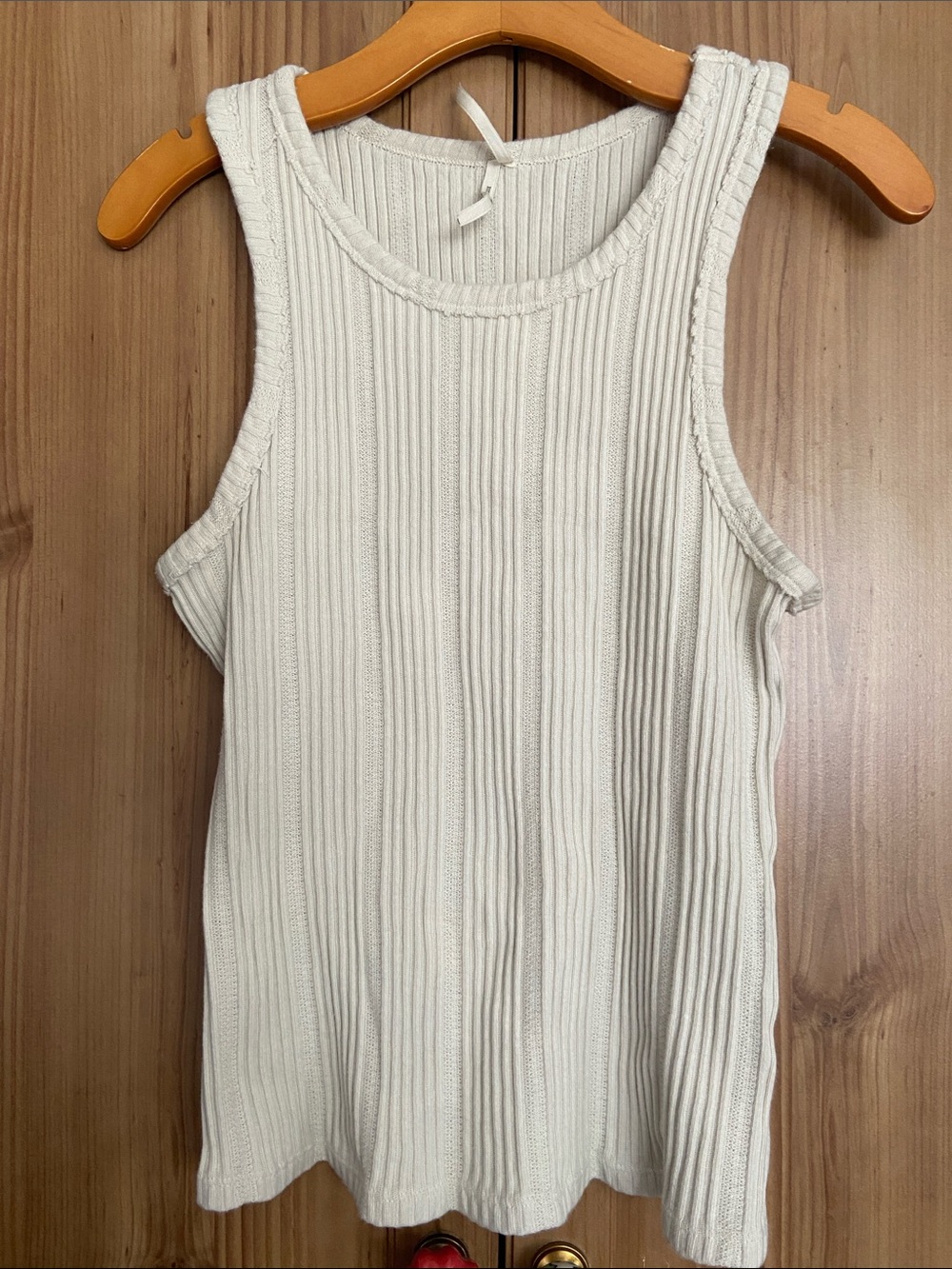 Anthropologie Women's Ribbed Tank Top Ivory Cream L Great Condition